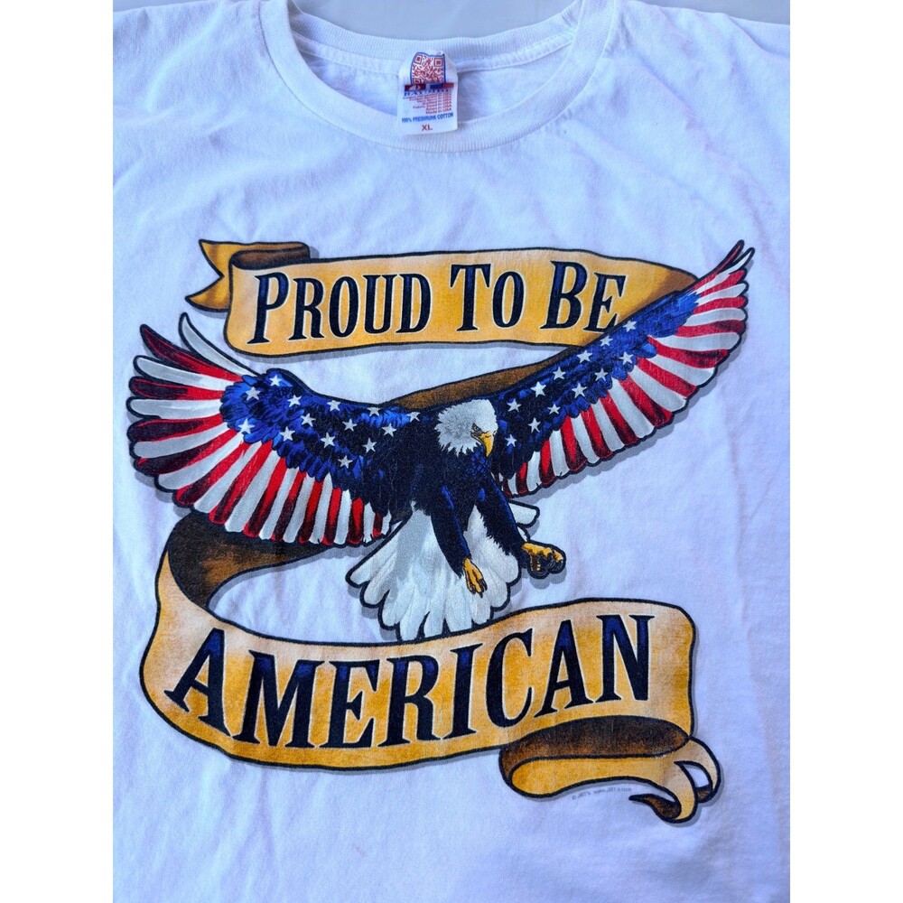 Vintage 90s Y2K JBT Proud American USA  Eagle Flag Shirt Made in USA Bayside XL